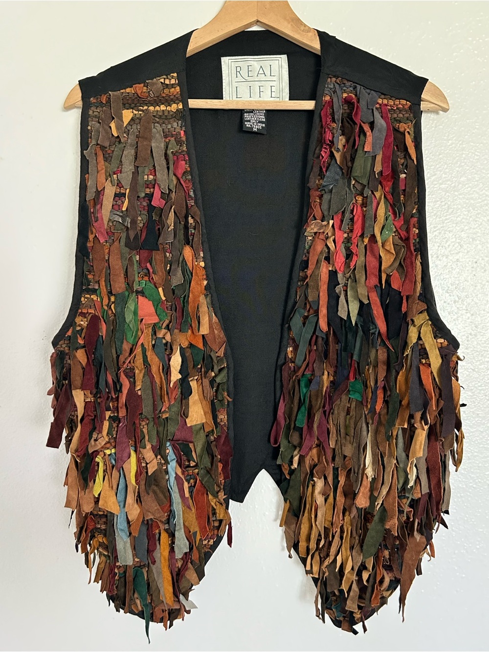 Vintage Real Life Leather Suede Fringe Vest Boho Hippie Festival M